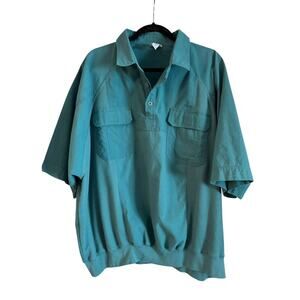 Vintage Boulevard Club by Block Men’s Teal Polo Shirt Pockets Short Sleeve 3X